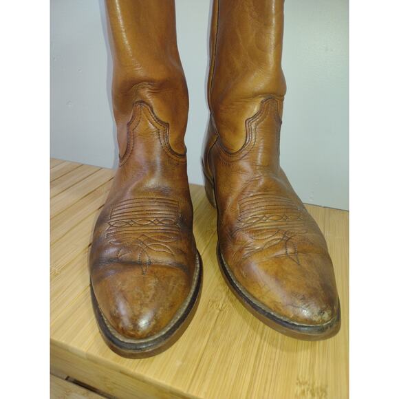 Durango West 10.5B Cowboy Boots  Vintage Leather Western Tall Rodeo Rustic - Picture 6 of 10